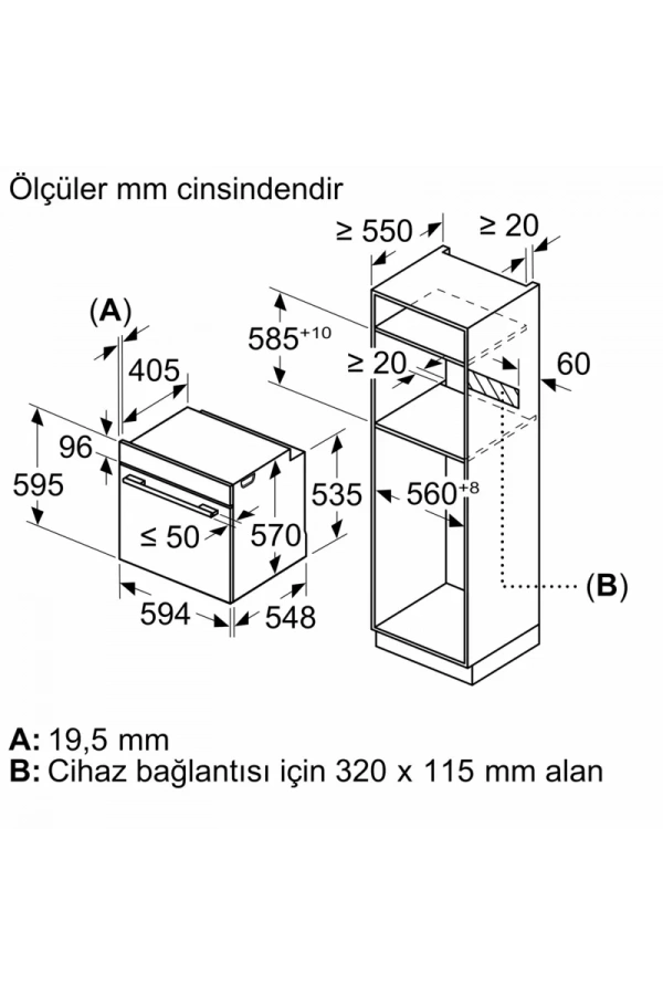 Siemens iQ300 Buhar Destekli Ankastre Fırın 60 x 60 cm Siyah inox