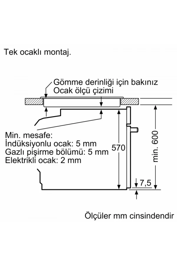 Siemens iQ300 Buhar Destekli Ankastre Fırın 60 x 60 cm Siyah inox