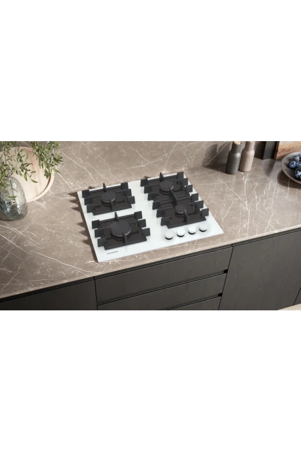 Siemens iQ300 Gazlı Ocak 60 cm Sert cam, Beyaz