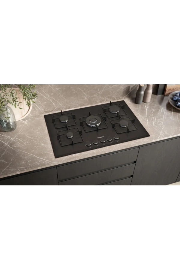 Siemens iQ300 Gazlı Ocak 75 cm Sert cam, Siyah