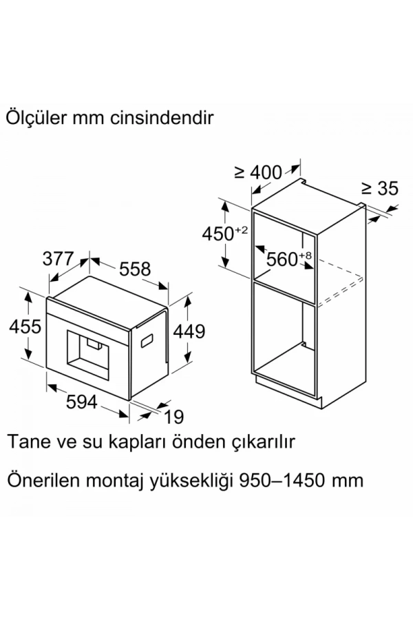 Siemens iQ700 Ankastre Tam Otomatik Kahve Makinesi Siyah