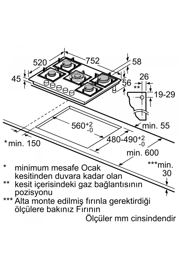 Siemens iQ500 Gazlı Ocak 75 cm