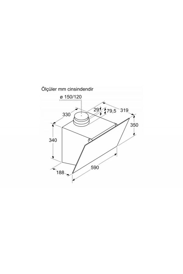 Siemens İQ 100 60CM DUVAR TİPİ EĞİMLİ DAVLUMBAZ