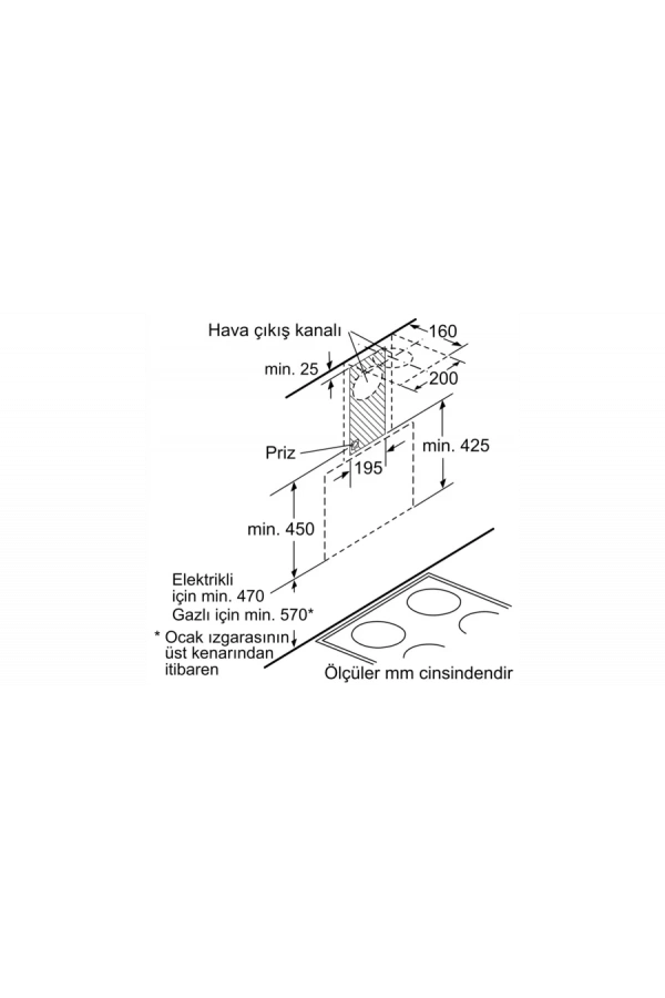 Siemens İQ300 Duvar Tipi Davlumbaz 60 cm Antrasit Gri