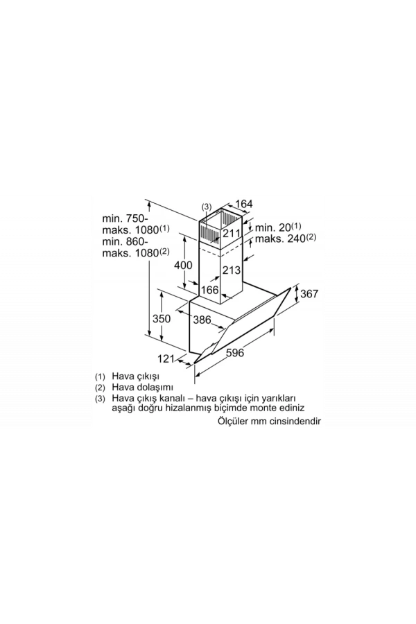 Siemens İQ300 Duvar Tipi Davlumbaz 60 cm Antrasit Gri
