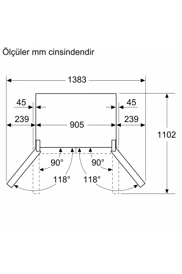 Siemens iQ500 multi door 183 x 90.5 cm Koyu Çelik
