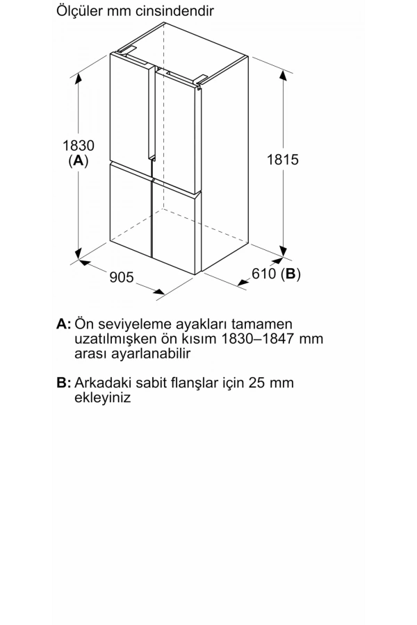 Siemens iQ500 multi door 183 x 90.5 cm Koyu Çelik