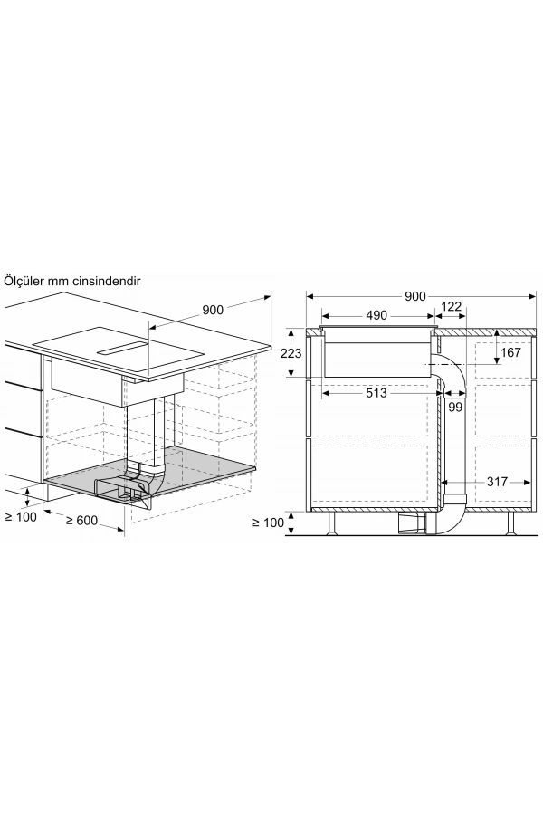 Siemens iQ300 Davlumbaz Entegreli İndüksiyon Ocak, 80 cm Çerçevesiz Yüzey