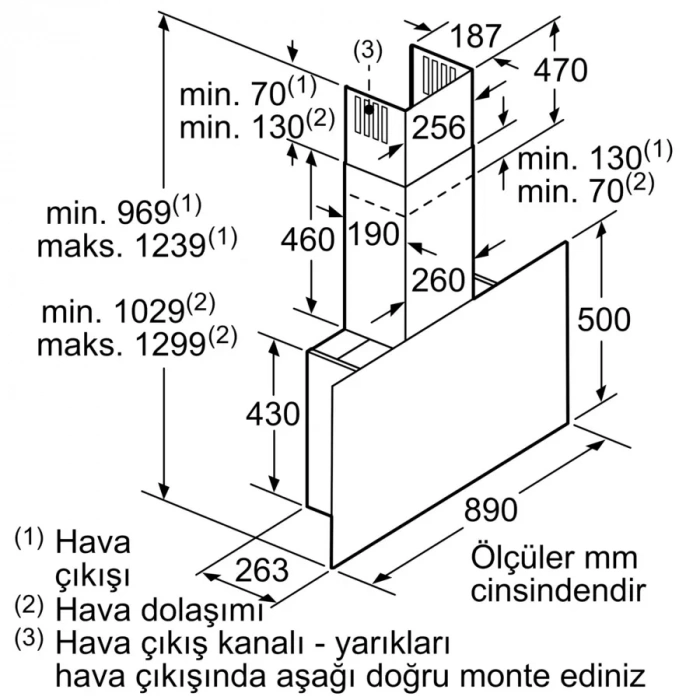 Siemenes LC97FVP60 Düz Duvar Tipi Davlumbaz