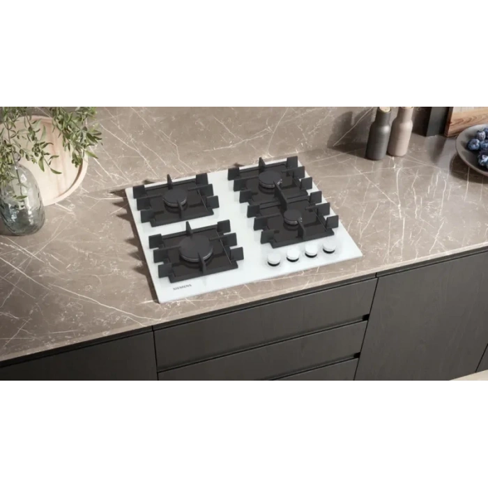 Siemens EN6B2NP40O iQ300 Gazlı Ocak 60 cm Sert cam, Beyaz