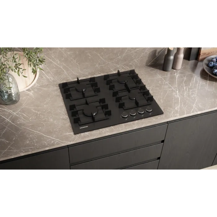 Siemens EN6B6NP40R iQ300 Gazlı Ocak 60 cm Sert cam, Siyah