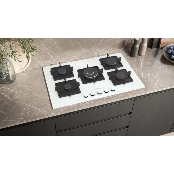 Siemens EN7B2QP30O iQ300 Gazlı Ocak 75 cm Sert cam, Beyaz