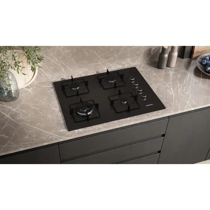 Siemens EO7C6HP30O iQ300 Gazlı Ocak 67 cm Sert Cam, Siyah