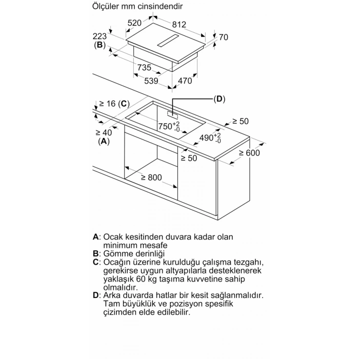 Siemens EX875LX67E iQ700 Davlumbaz Entegreli İndüksiyon Ocak,, 80 cm Çerçeveli Montaj