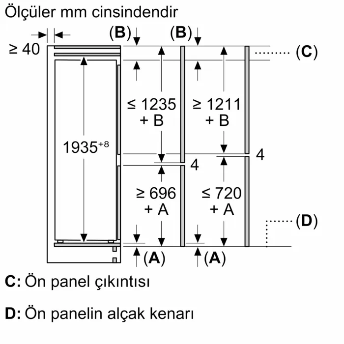 Siemens KB96NADD0 iQ500 Alttan Donduruculu Ankastre Buzdolabı 193.5 x 70.8 cm softClosing Düz Menteşe