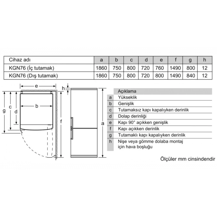 Siemens KG76NCXE0N i500 noFrost Alttan Donduruculu Buzdolabı Yeni XL