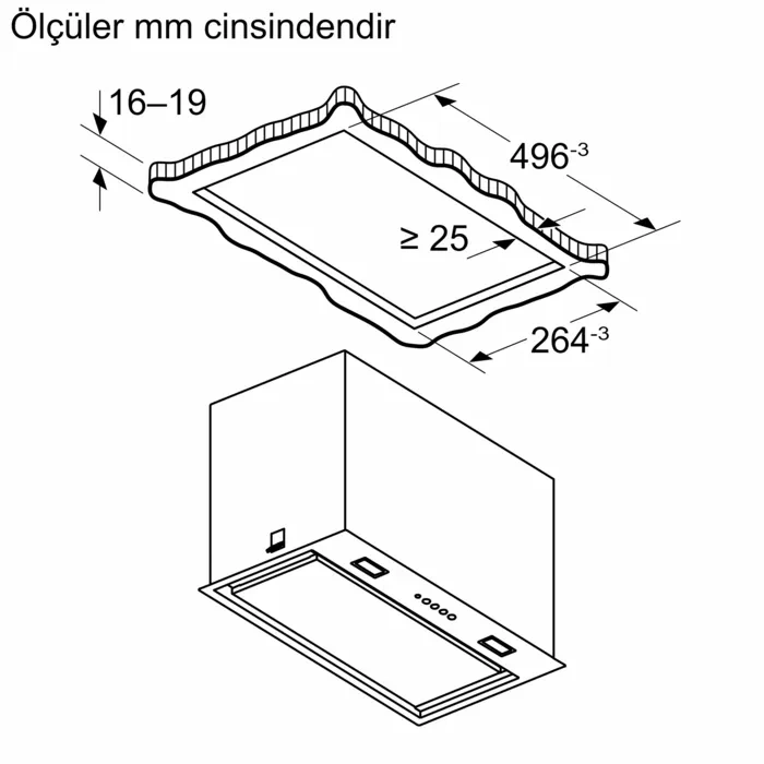 Siemens LB56NAC50 iQ500 Gömme Aspiratör 52 cm Paslanmaz çelik