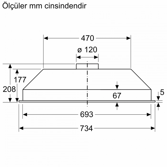 Siemens LB73NAA30 iQ100, 73 cm, gömme aspiratör, antrasit gri