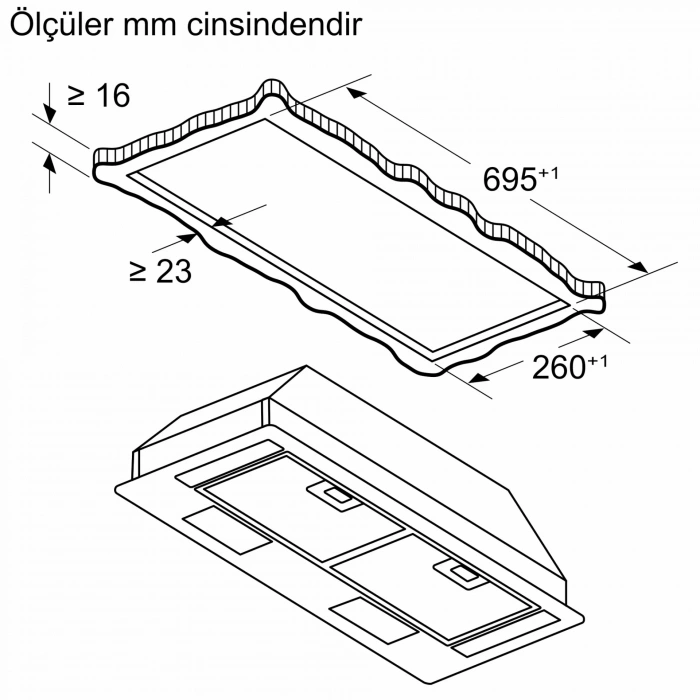 Siemens LB73NAA30 iQ100, 73 cm, gömme aspiratör, antrasit gri