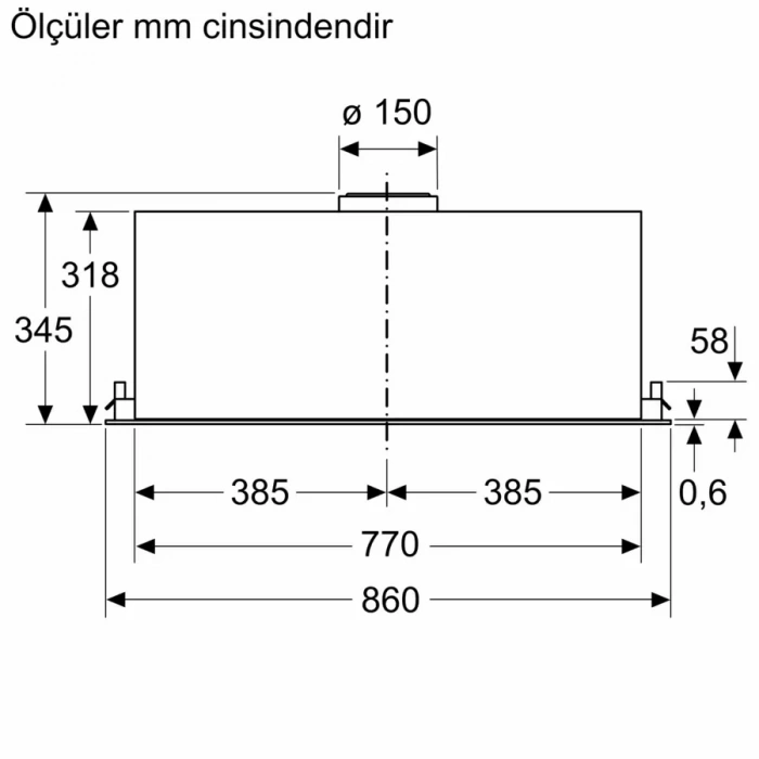 Siemens LB88NPC60 iQ700 Gömme Aspiratör 86 cm Siyah