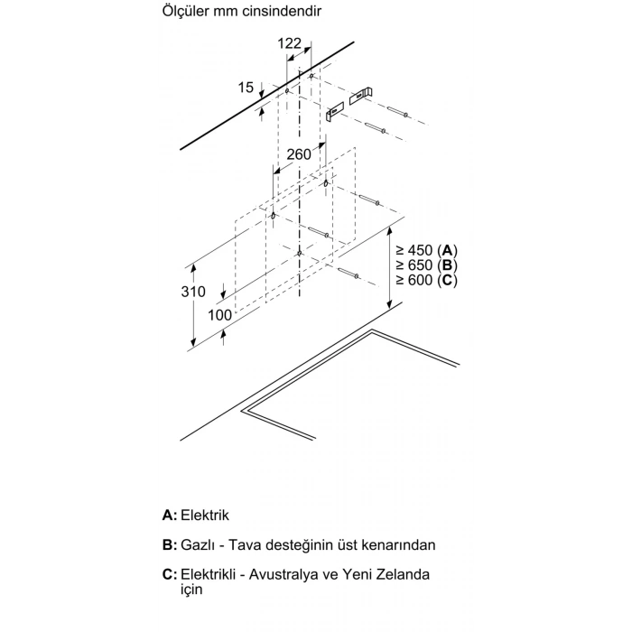 Siemens LC63KPJ60T iQ100 Duvar Tipi Davlumbaz Siyah Cam, Siyah