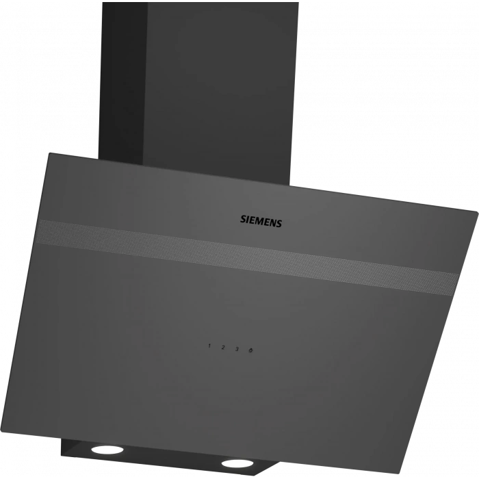 Siemens LC64KPJ70T iQ100, Duvar tipi davlumbaz, eğimli cam tasarım, 60 cm, antrasit gri