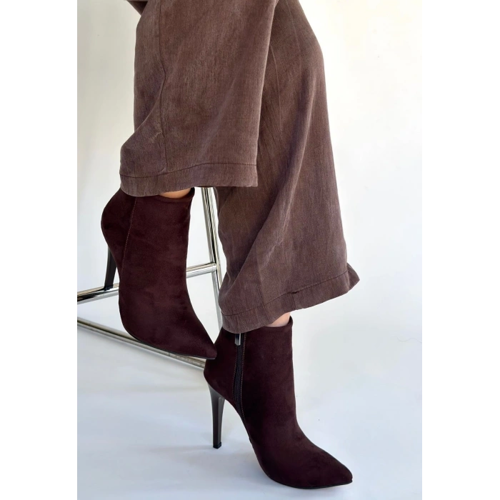 Blan Acı Kahve Süet Topuklu Bot