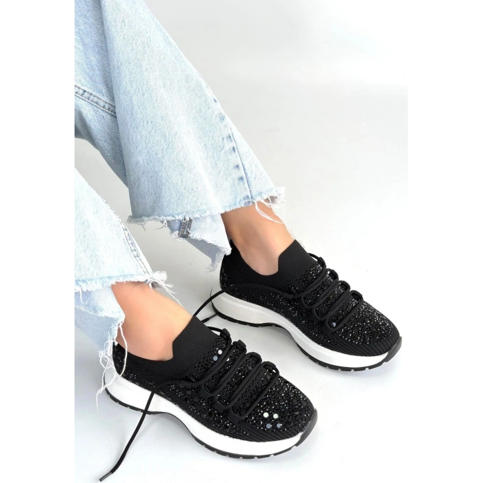 Ceas Siyah Triko Bağcıklı Spor Ayakkabı