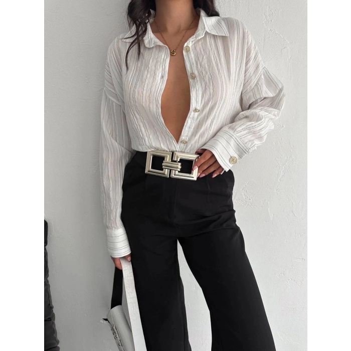 Çizgili oversize gömlek
