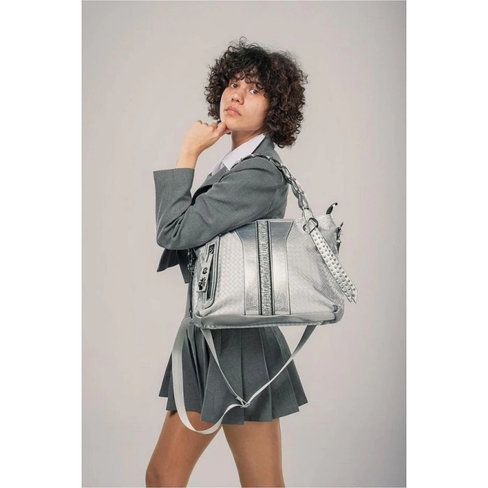 Jaxe Gri Cilt Omuz Çantası