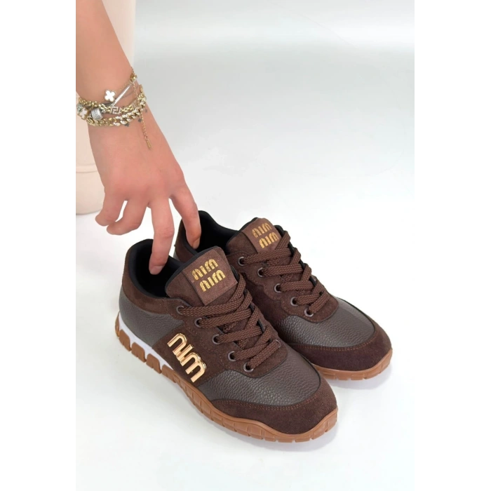 Marje Kahverengi Cilt Bağcıklı Spor Ayakkabı