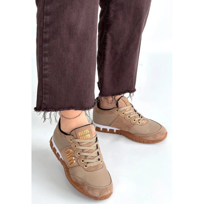 Marje Vizon Cilt Bağcıklı Spor Ayakkabı