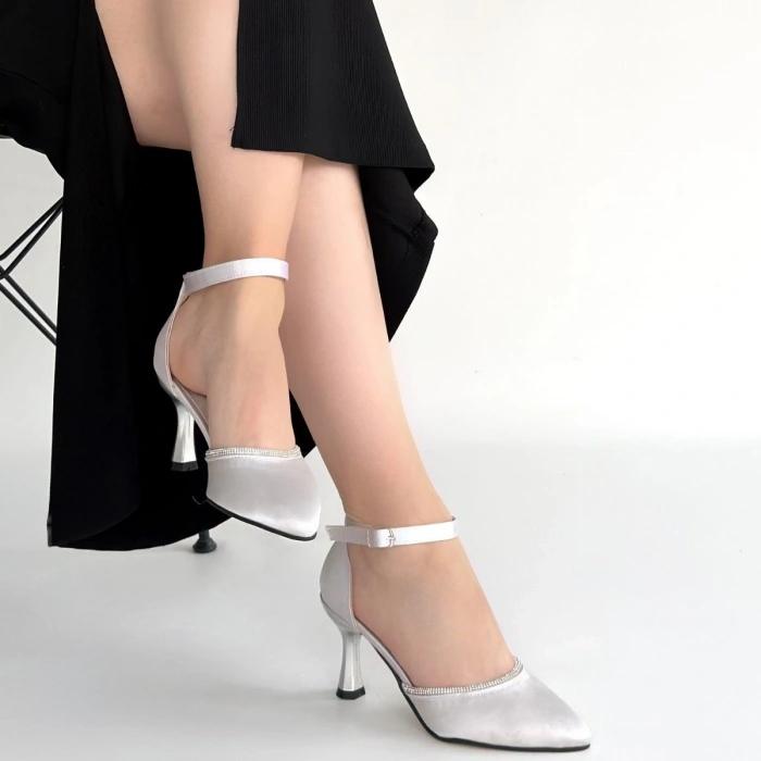 Mejja Gri Saten Topuklu Ayakkabı