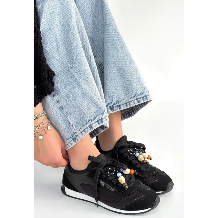 Riaf Siyah Cilt Bağcıklı Spor Ayakkabı