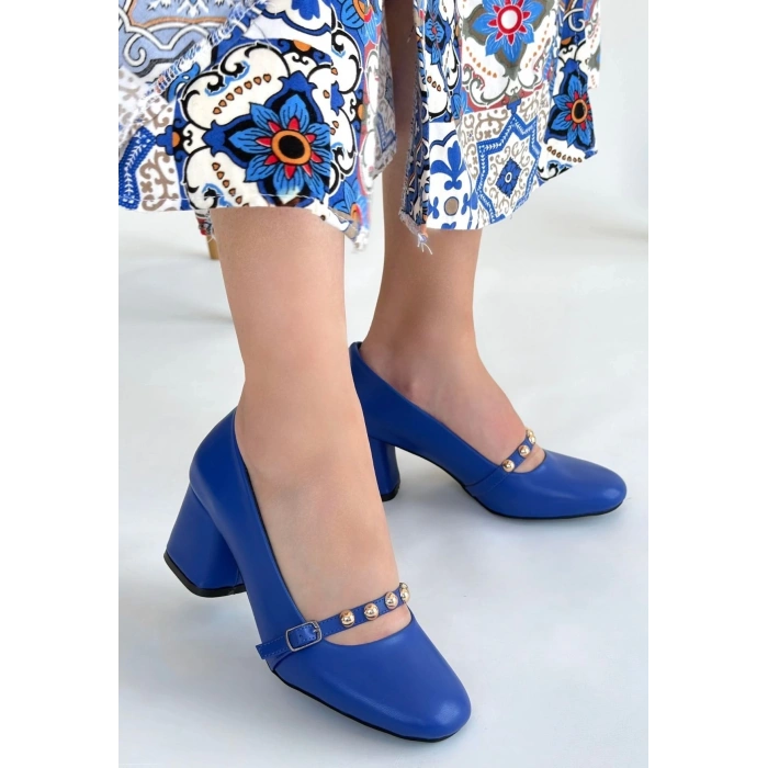 Tino Mavi Cilt Topuklu Ayakkabı