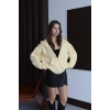 3 iplik şardonlu kapşonlu hoodie frm sarı p510437