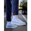 KB-CX-3 Kuback Uzun Beyaz Keten Beyaz Yüksek Taban Spor Ayakkabı