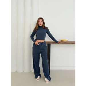 Balıkçı yaka örme takım lacivert st265865