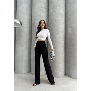 Cırtlı pantolon krep siyah pt