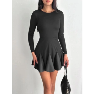 Eteği kloş crep mini elbise s1267