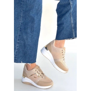 Geja Bej Cilt Bağcıklı Spor Ayakkabı