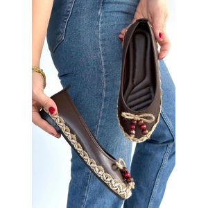 Ilwe Kahverengi Cilt Babet Ayakkabı