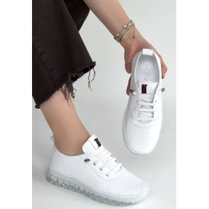 Jiten Beyaz Deri Bağcıklı Spor Ayakkabı