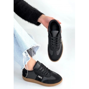 Lunga Siyah Cilt Bağcıklı Spor Ayakkabı