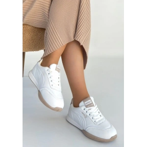 Tawen Beyaz Cilt Bağcıklı Spor Ayakkabı