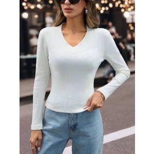 V yaka kaşkorse bluz beyaz w3817