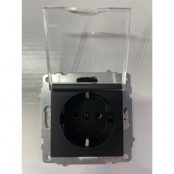 SİYAH GRANO KAPAKLI TOPRAKLI PRİZ 12 adet ( Çerçeve dahil )