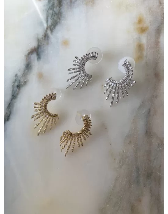 CFormlu Kristal Taşlı  Şık Küpe