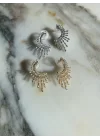 CFormlu Kristal Taşlı  Şık Küpe