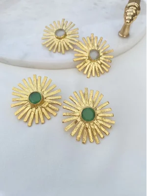 Kedi Gözlü Doğal Taşlı Güneş Küpe